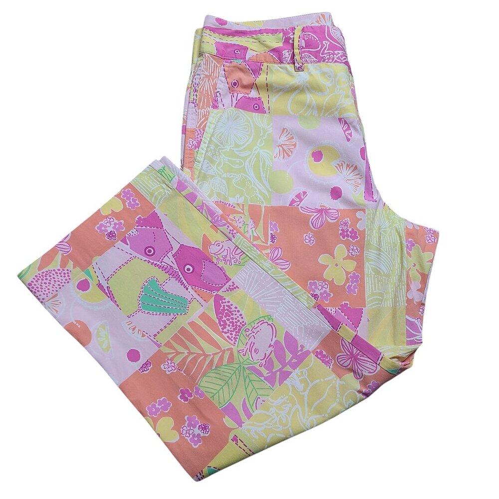 Lilly Pulitzer Multi Color Patchwork Pants Size 8-Vintage - Picture 16 of 16